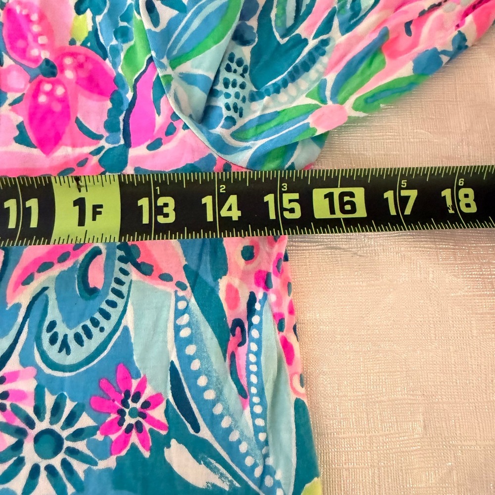 Lilly Pulitzer Geanna Swing Dress Women's XS Turquoise Oasis Golden Hour - Picture 7 of 9